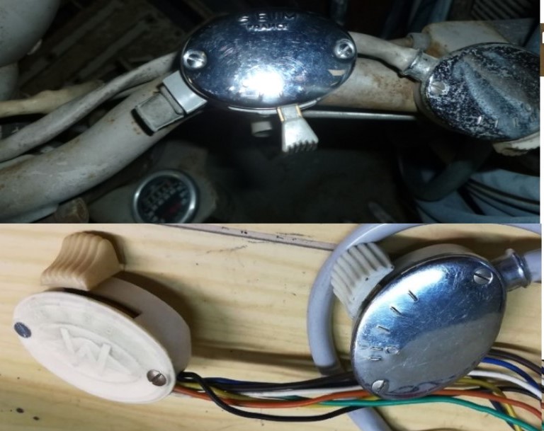 Bjr je recherche ce commodo ( chromé avec les 4 petits traits sur le dessus ,en bas à Droite ) pour mon mObyscOOt SB de 1954